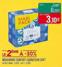 Match Mouchoirs confort carrefour soft offre