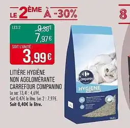 Match Litière hygiène non agglomérante carrefour companino offre