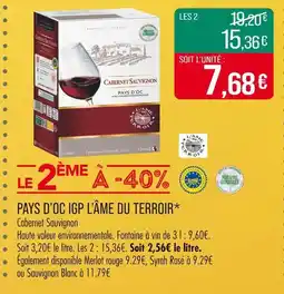 Match L'Âme du Terroir Pays d'Oc IGP offre