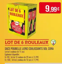 Match Cora Sacs poubelle liens coulissants 50L offre