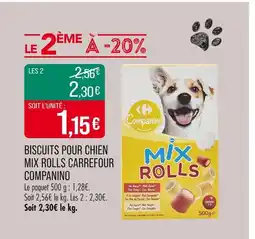 Match CARREFOUR COMPANINO Biscuits pour chien mix rolls offre