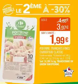 Match CARREFOUR CLASSIC Poitrine tranches fines fumée offre