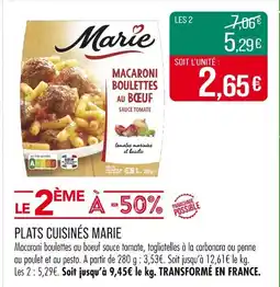 Match MARIE Plats cuisinés offre