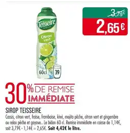 Match TEISSEIRE Sirop citron vert offre