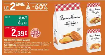 Match BONNE MAMAN Madeleines offre