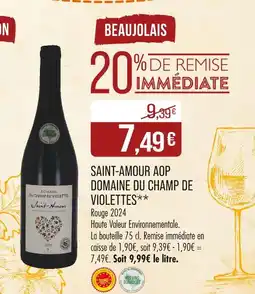 Match DOMAINE DU CHAMP DE VIOLETTES Saint-Amour AOP offre