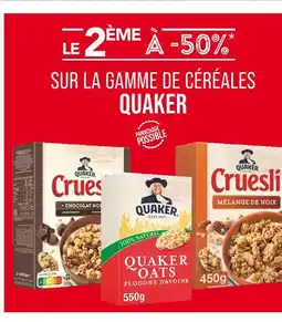 Match QUAKER Le 2Úme à -50% sur la gamme de céréales QUAKER offre
