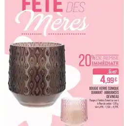 Match Ambiances Devineau Bougie verre conique diamant offre