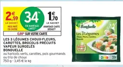 Intermarché Bonduelle Les 3 légumes choux-fleurs, carottes, brocolis précuits vapeur surgelés offre