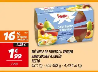 Netto Netto Mélange de fruits du verger sans sucres ajoutés offre