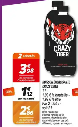 Netto CRAZY TIGER Boisson énergisante offre