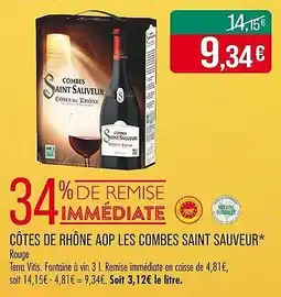 Match Côtes de rhône aop les combes saint sauveur offre