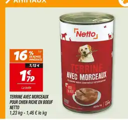 Netto NETTO Terrine avec morceaux pour chien riche en boeuf offre