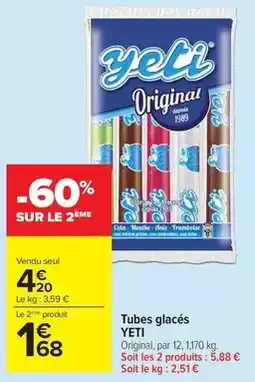 Carrefour Drive Yeti - tubes glacés offre