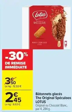 Carrefour Drive Lotus - bâtonnets glacés the original spéculoos offre