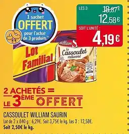 Match Cassoulet william saurin offre
