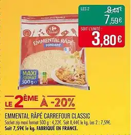 Match Emmental râpé carrefour classic offre