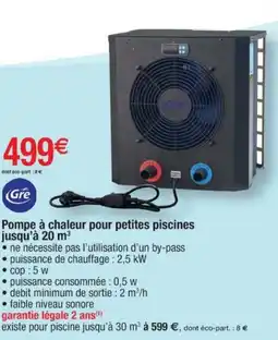 Cora x Carrefour GRE Pompe à chaleur pour petites piscines jusqu'à 20 m³ offre