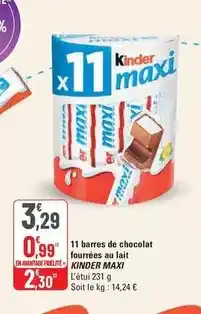 G20 Ferrero - 11 barres de chocolat fourrées au lait maxi offre