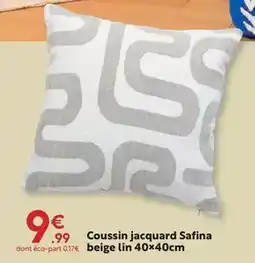Maxi Bazar Coussin jacquard safina beige lin 40x40cm offre