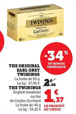 Bi1 THE ORIGINAL EARL GREY TWININGS offre