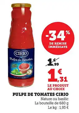 Bi1 Pulpe de tomates cirio offre