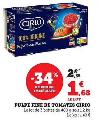 Bi1 Pulpe fine de tomates cirio offre