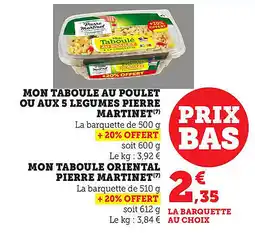 Bi1 Mon taboule au poulet ou aux 5 legumes pierre martinet offre