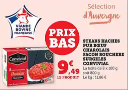 Bi1 Steaks haches pur bœuf charolais facon bouchere surgeles convivial offre