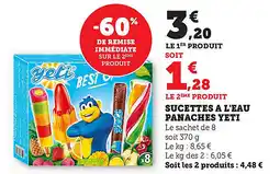 Bi1 Sucettes a l'eau panaches yeti offre