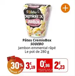 Coccinelle Supermarché Pâtes cremiobox sodebo offre
