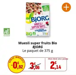 Coccinelle Supermarché Muesli super fruits bio bjorg offre