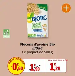 Coccinelle Supermarché Flocons d'avoine bio bjorg offre