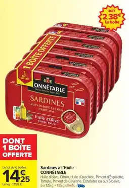 Carrefour Drive CONNÉTABLE Sardines à l'Huile offre
