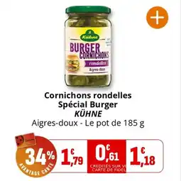 Coccinelle Supermarché Cornichons rondelles spécial burger kühne offre