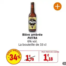 Coccinelle Supermarché Bière ambrée pietra offre