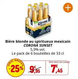 Coccinelle Supermarché Bière blonde au spiritueux mexicain corona sunset offre