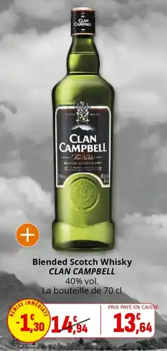 Coccinelle Supermarché Blended scotch whisky clan campbell offre