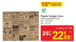 METRO Papier burger brun offre