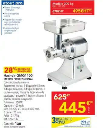 METRO METRO PROFESSIONAL Hachoir GMG1100 offre