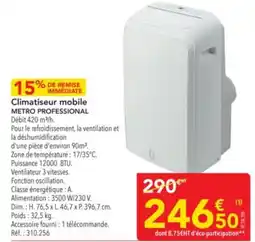 METRO Climatiseur mobile metro professional offre