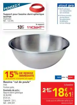 METRO Bassine "cul de poule" Inox. offre