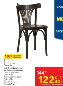 METRO Lot 2 chaises lyra metro professional offre