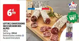 Auchan Drive Lot de 3 saucissons secs séchoir des alpes offre