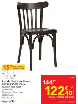 METRO Lot de 2 chaises bistro metro professional offre