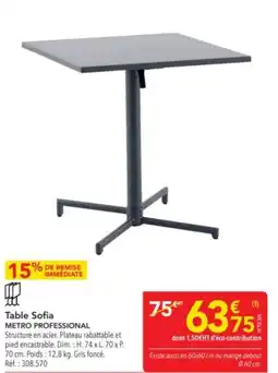 METRO Table sofia metro professional offre