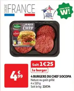 Auchan Drive 4 burgers du chef socopa offre