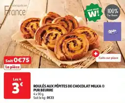 Auchan Drive Roulés aux pépites de chocolat milka pur beurre offre