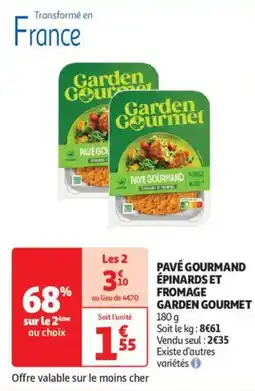 Auchan Drive Pavé gourmand épinards et fromage garden gourmet offre