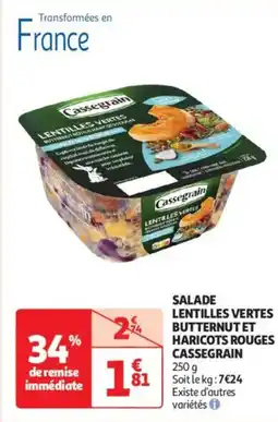 Auchan Drive Salade lentilles vertes butternut et haricots rouges cassegrain offre